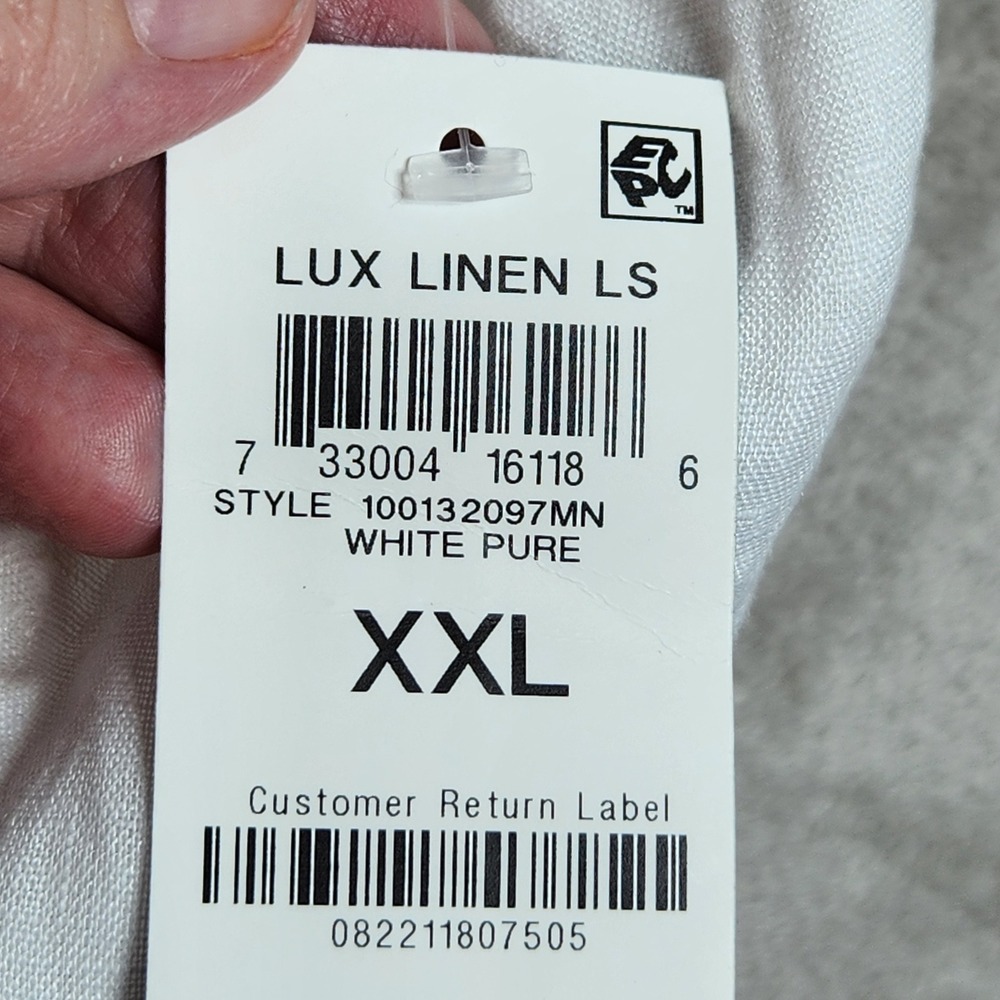 Club Room Lux Linen Shirt Womens XXL White Mandarin Collar Long Sleeve Office - Picture 4 of 7